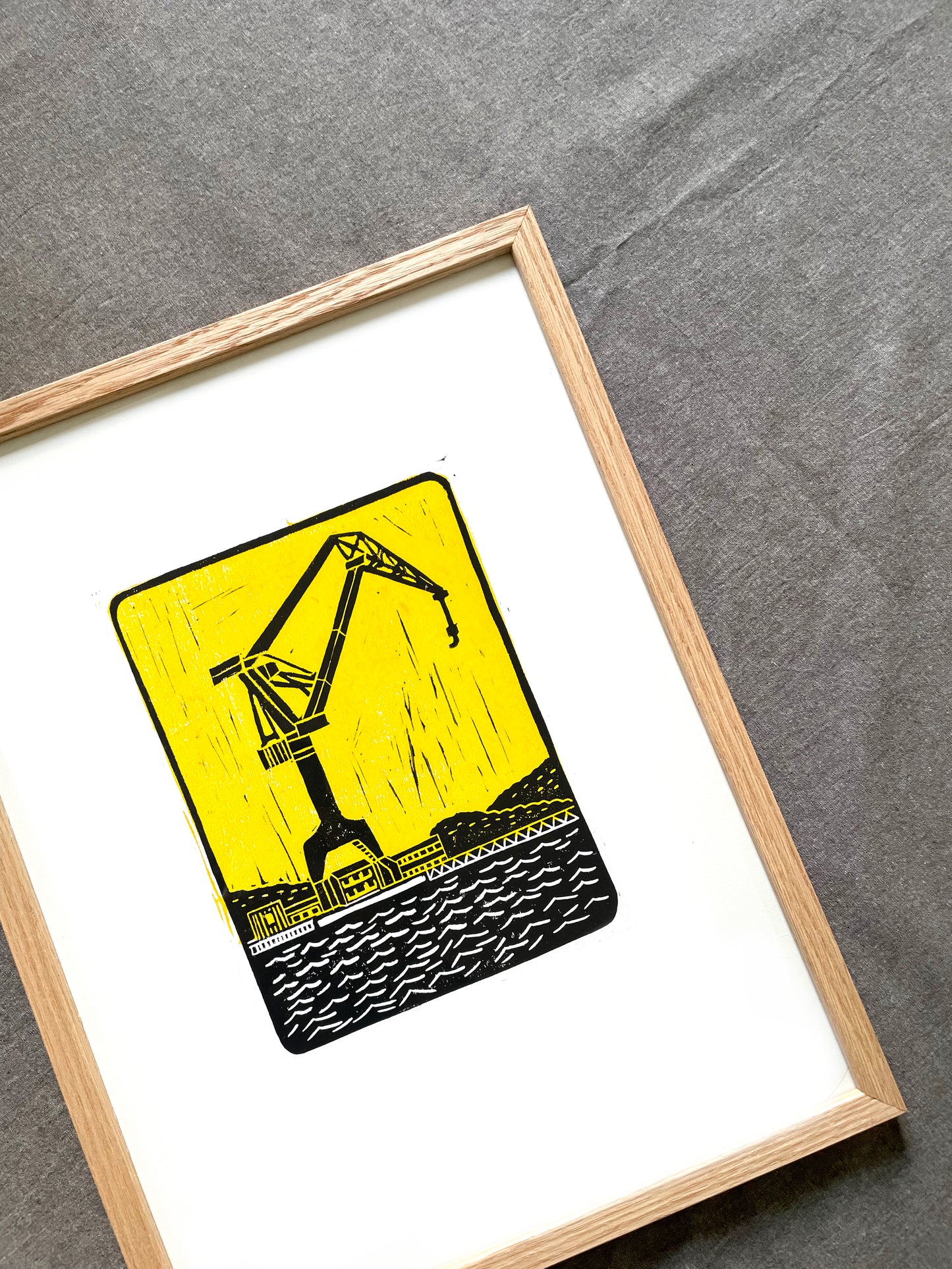 Original Lino Print - The Gothenburg Crane