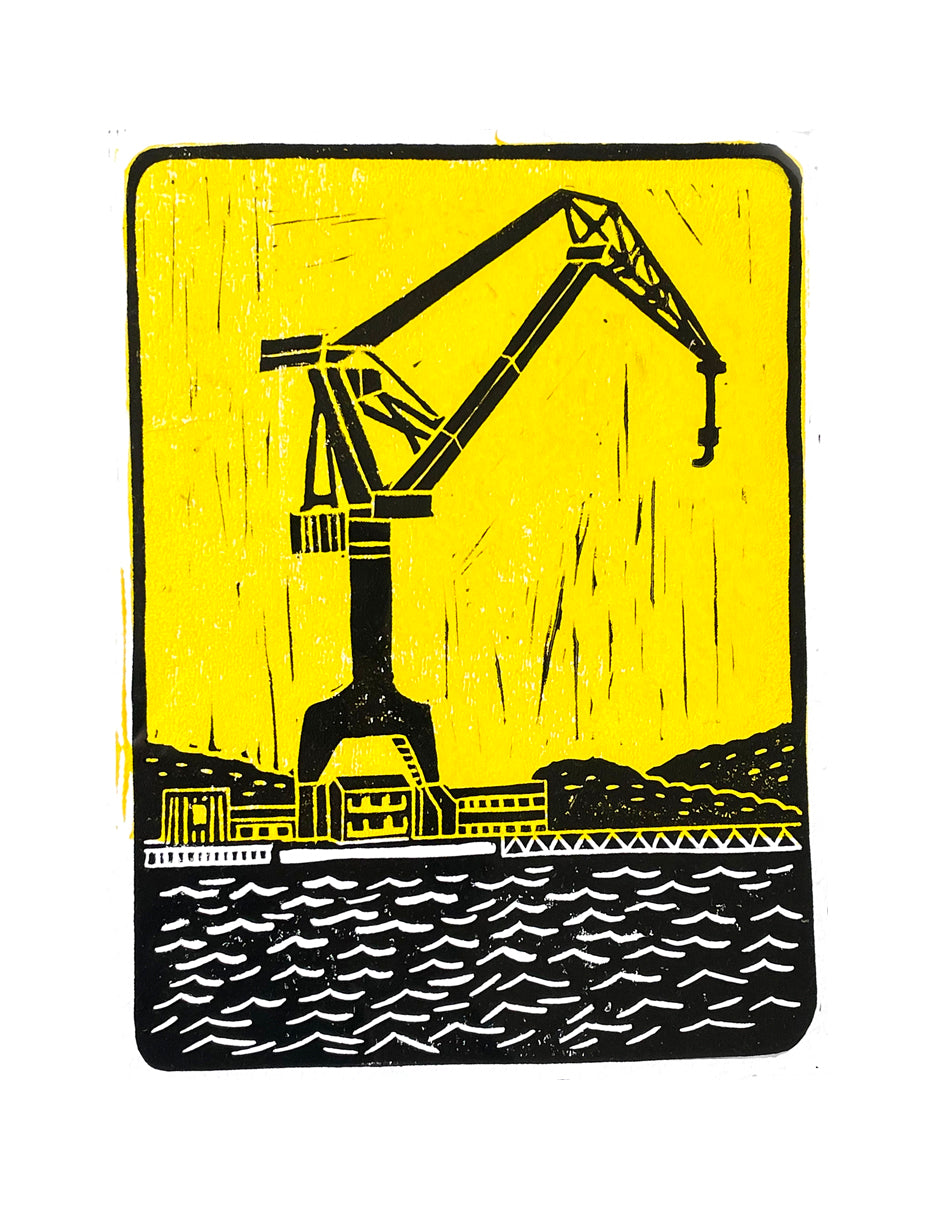 Original Lino Print - The Gothenburg Crane