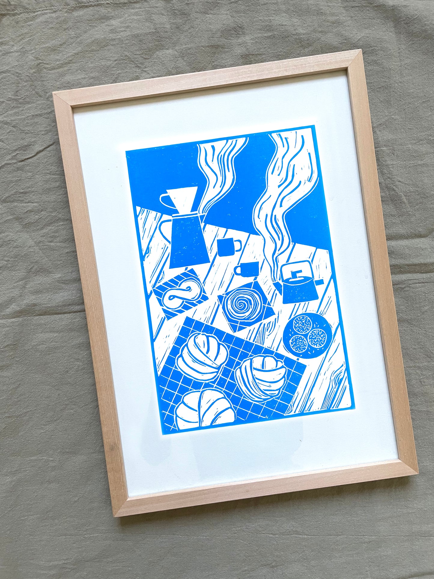 Original Lino Print - Swedish Fika