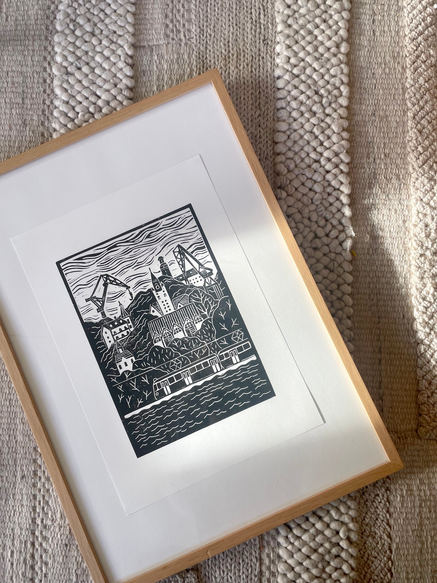 Original Handmade Lino Print - Göteborg