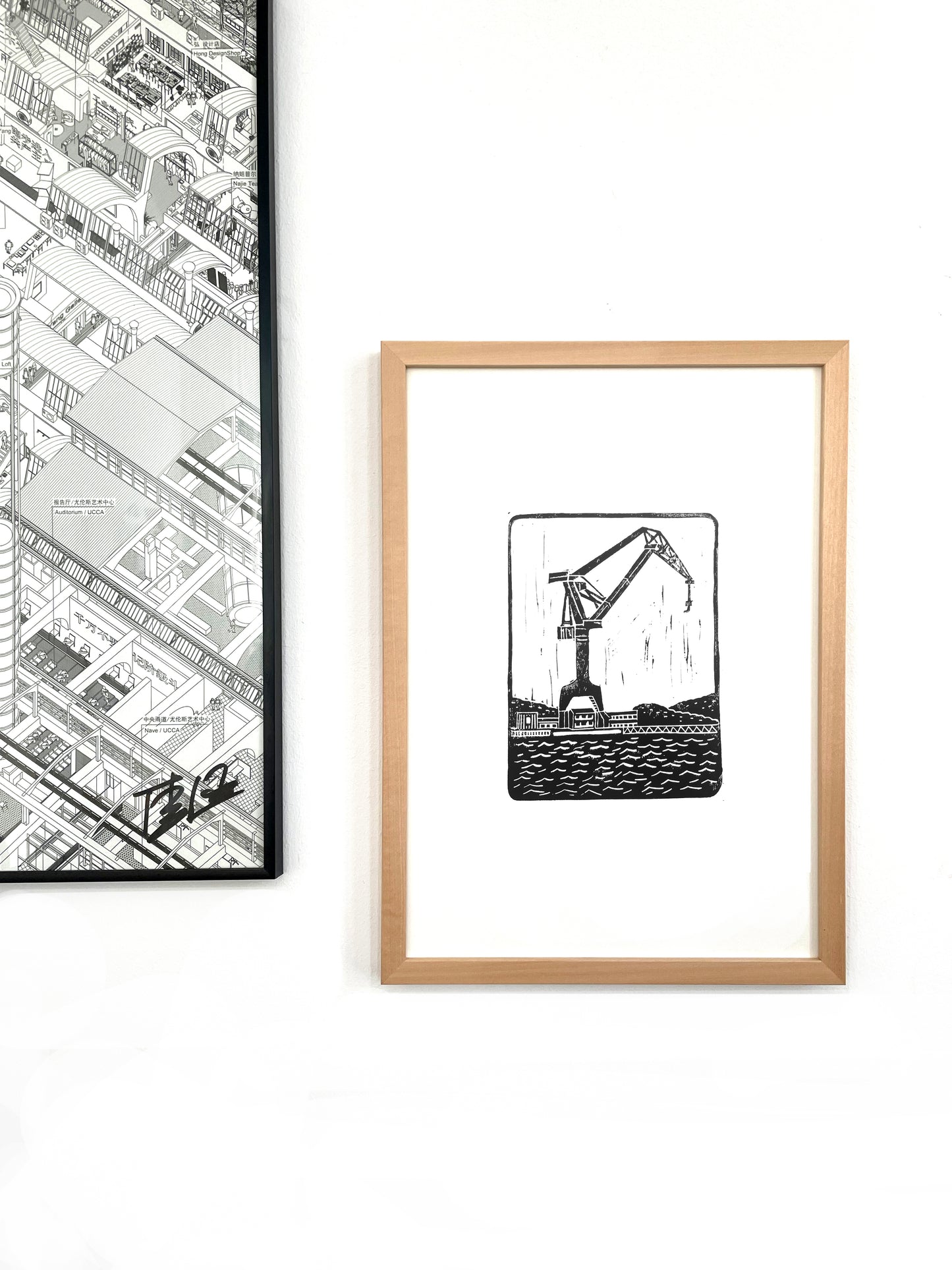 Original Lino Print - The Gothenburg Crane