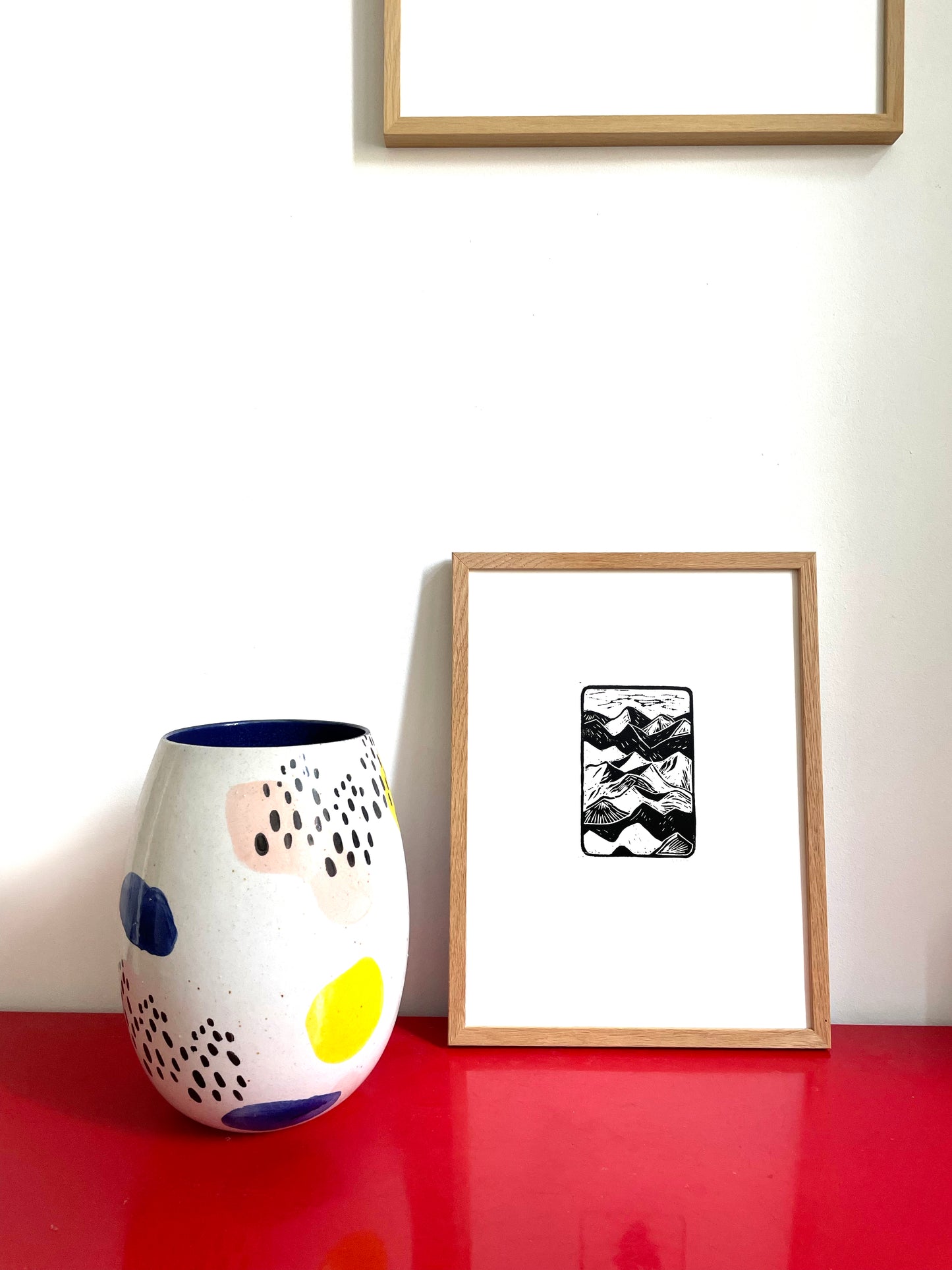 Original Lino Print - Somewhere in Between - The Mountains