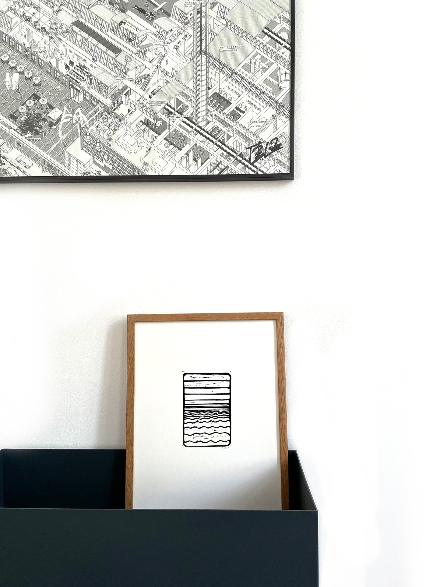 Original Lino Print - Somewhere in Between - Day Sky