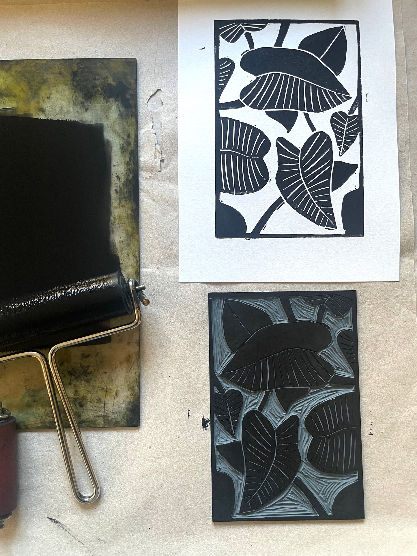 Original Lino Print - House Plants