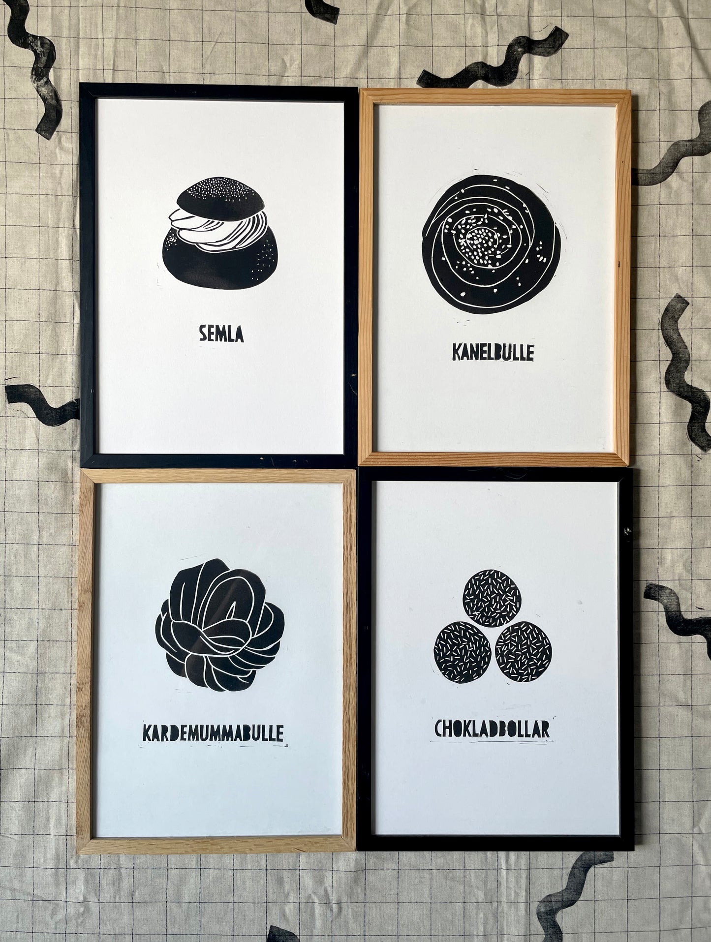 Original Lino Print - Fika buns