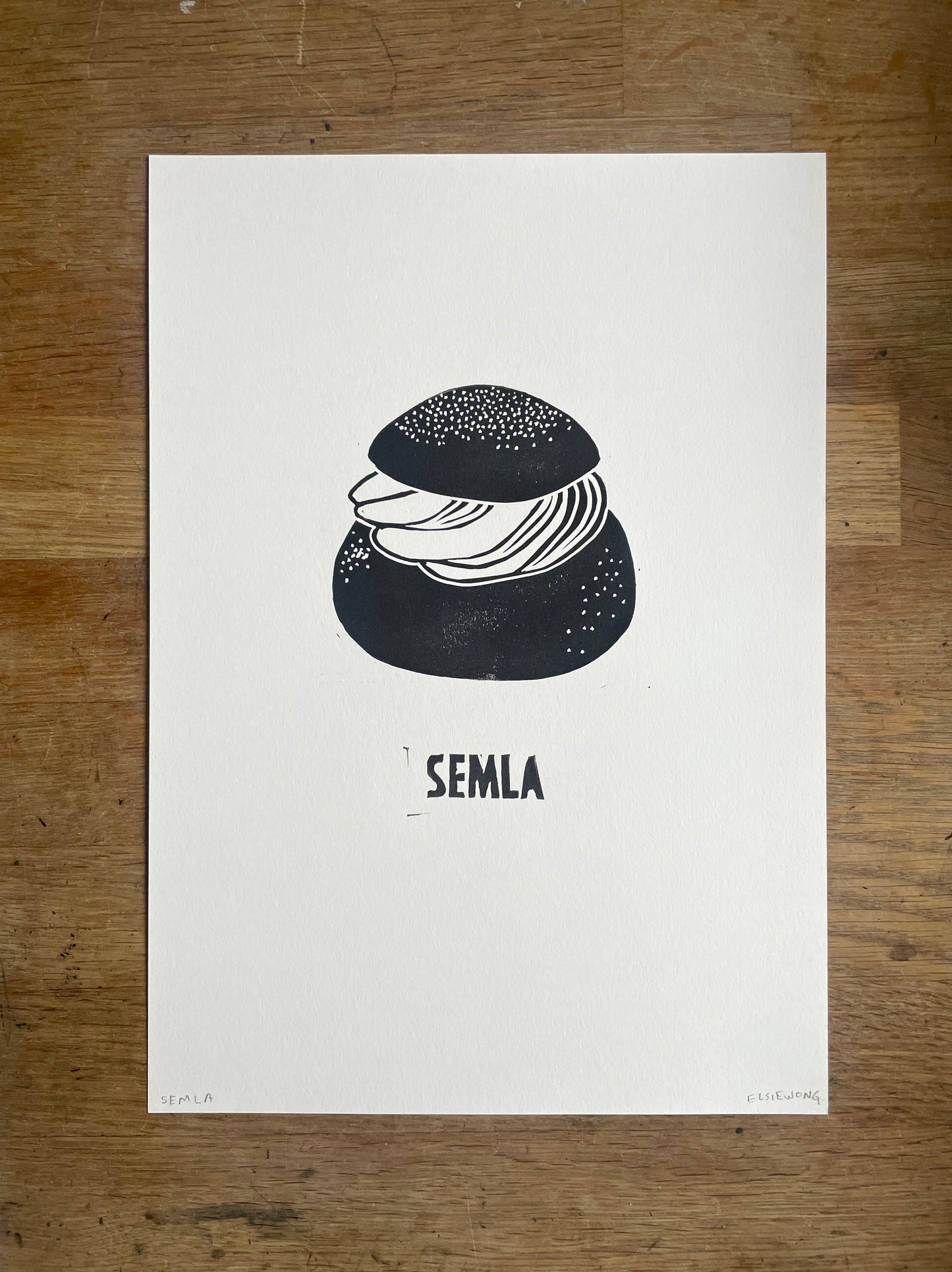 Original Lino Print - Fika buns