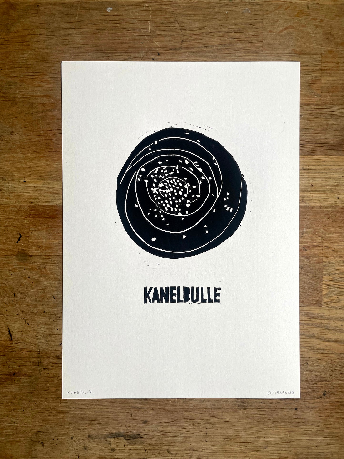 Original Lino Print - Fika buns