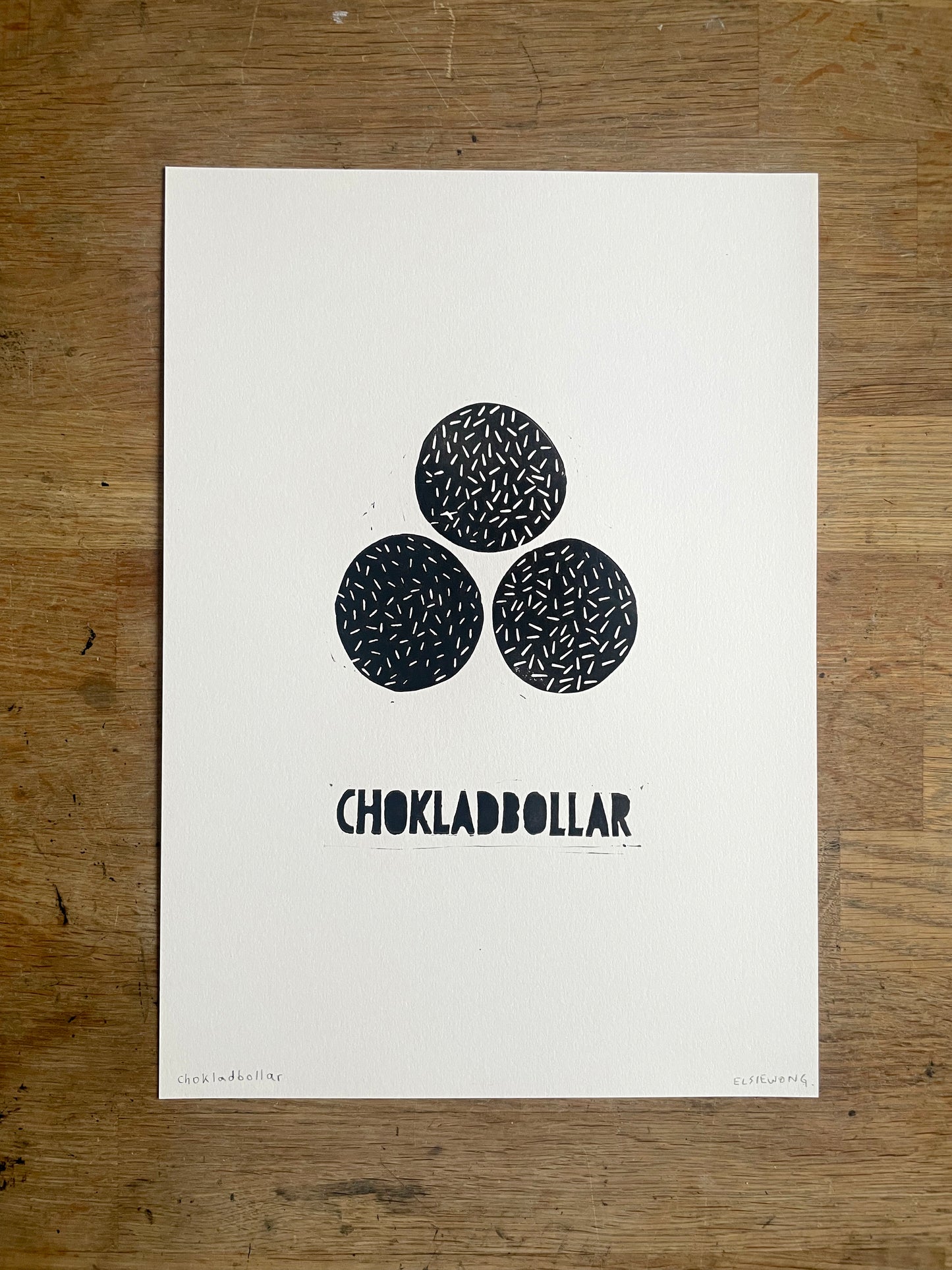 Original Lino Print - Fika buns