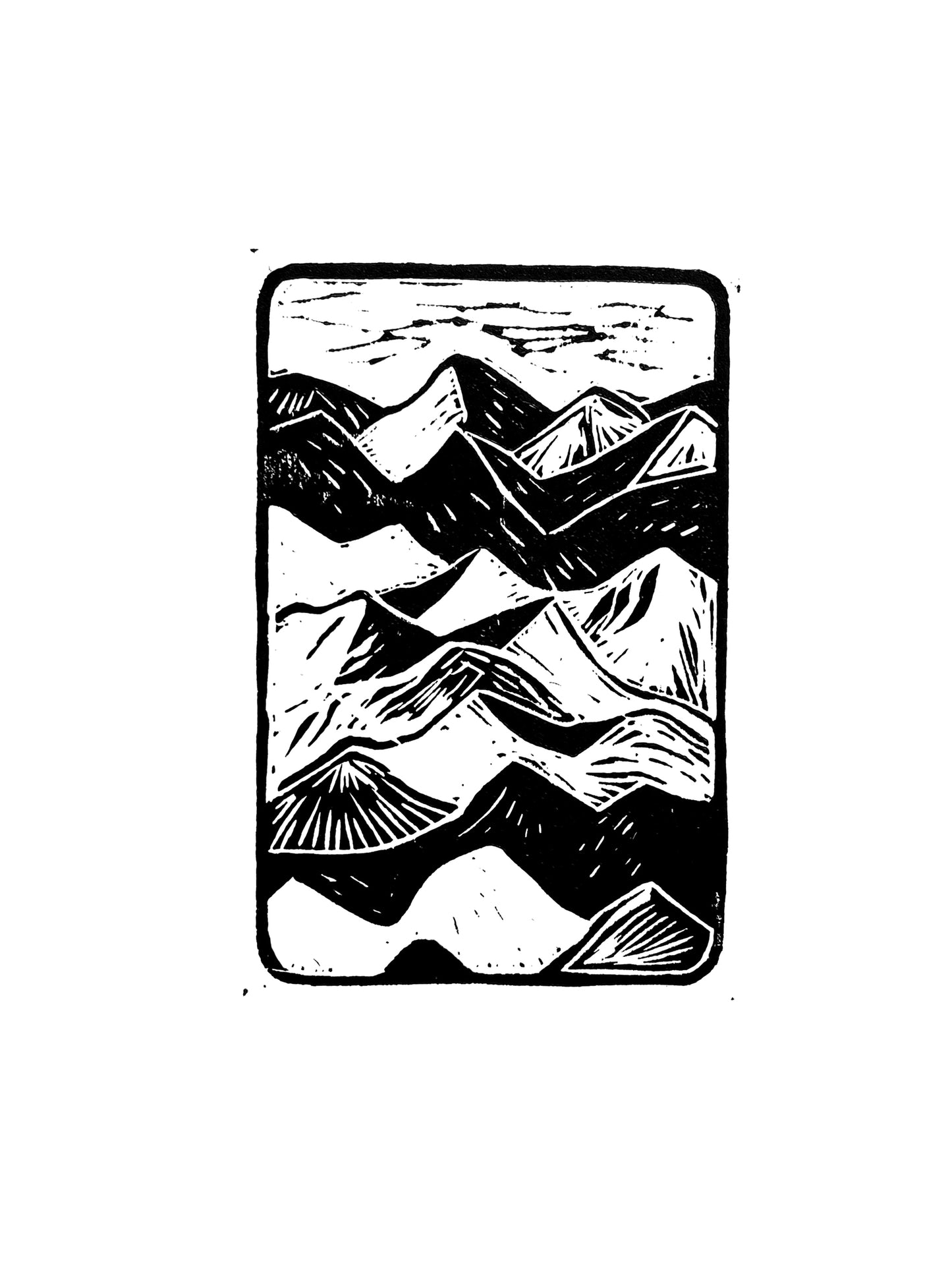 Original Lino Print - Somewhere in Between - The Mountains
