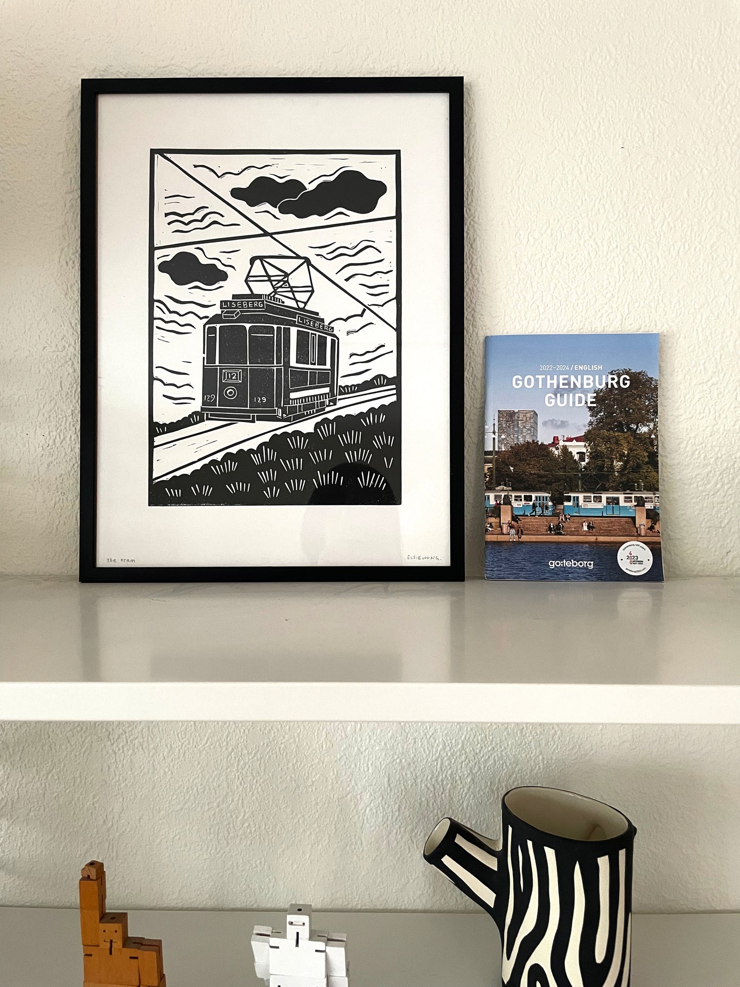 Original Handmade Lino Print - Liseberg Tram