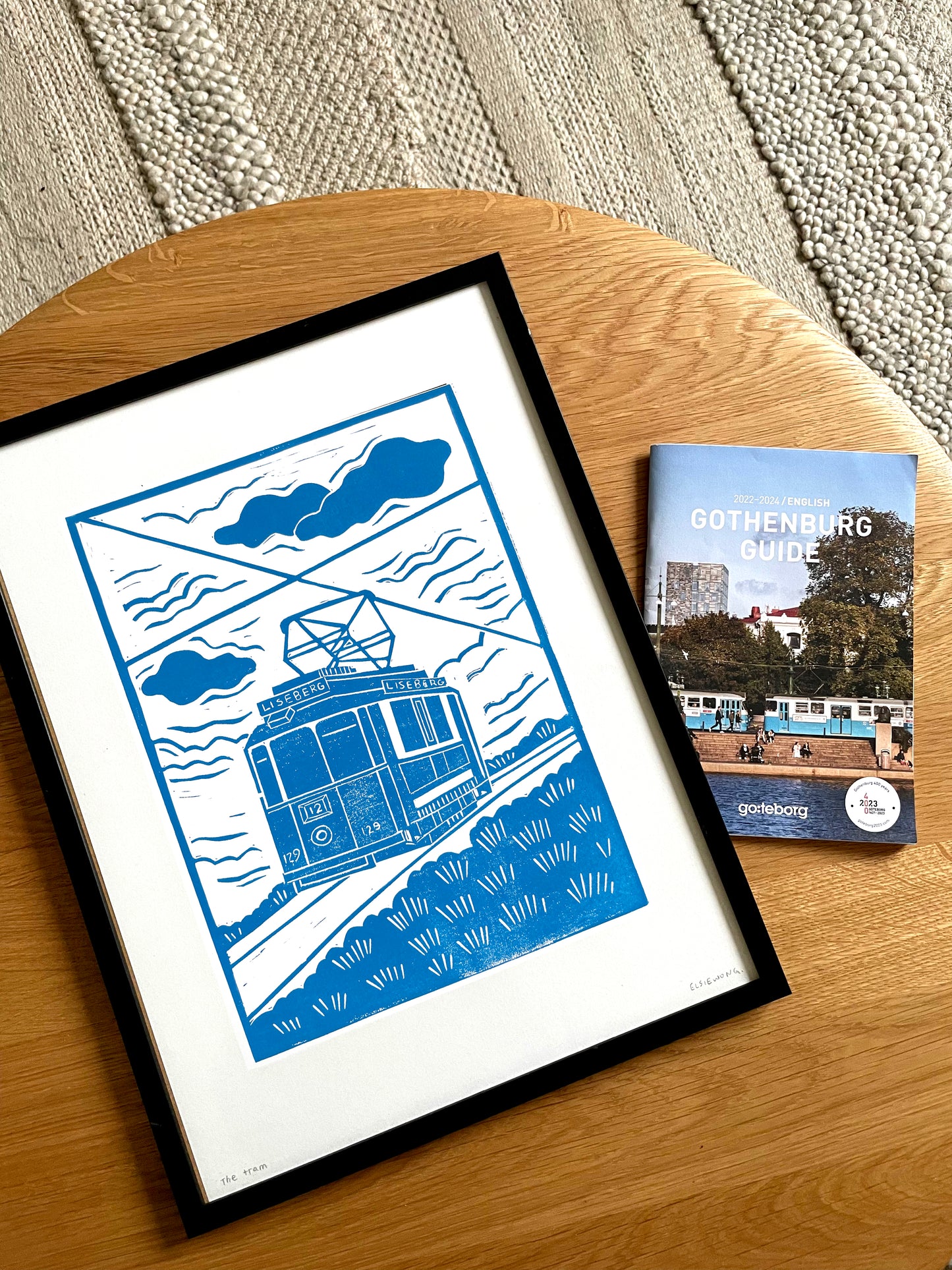 Original Handmade Lino Print - Liseberg Tram