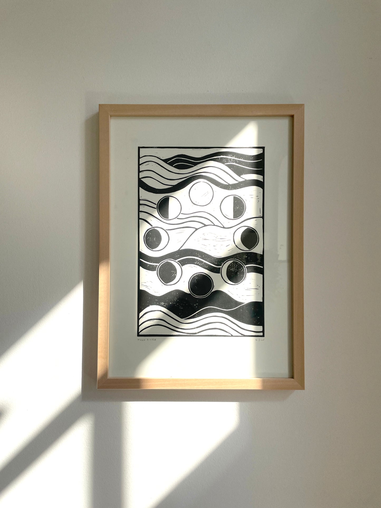 Original Lino Print - Moon River