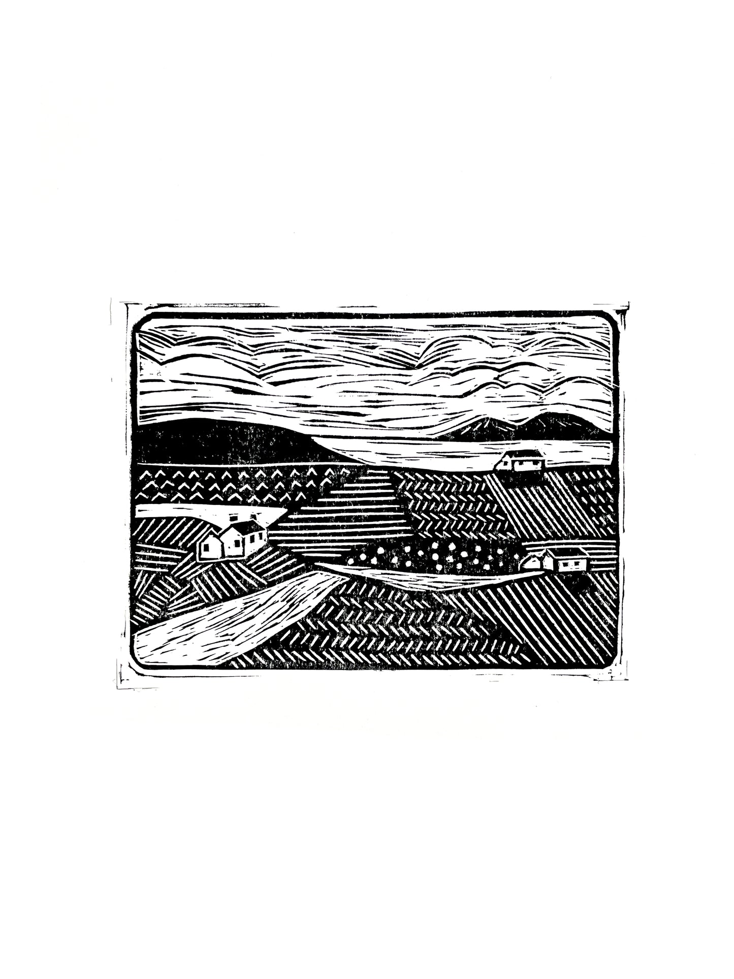 Original Lino Print - Somewhere in Between - The Village