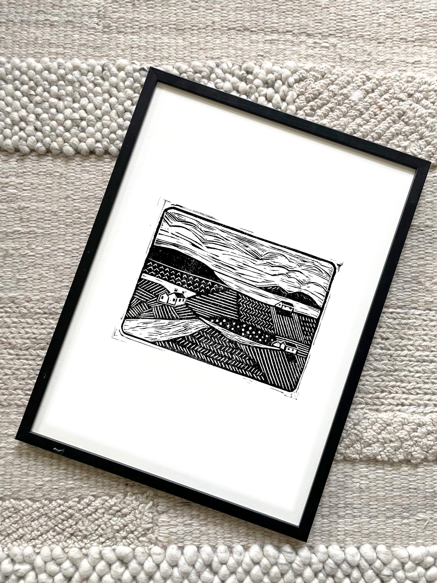 Original Lino Print - Somewhere in Between - The Village