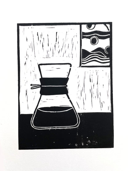 Original Lino Print -  Chemex Filter Coffee