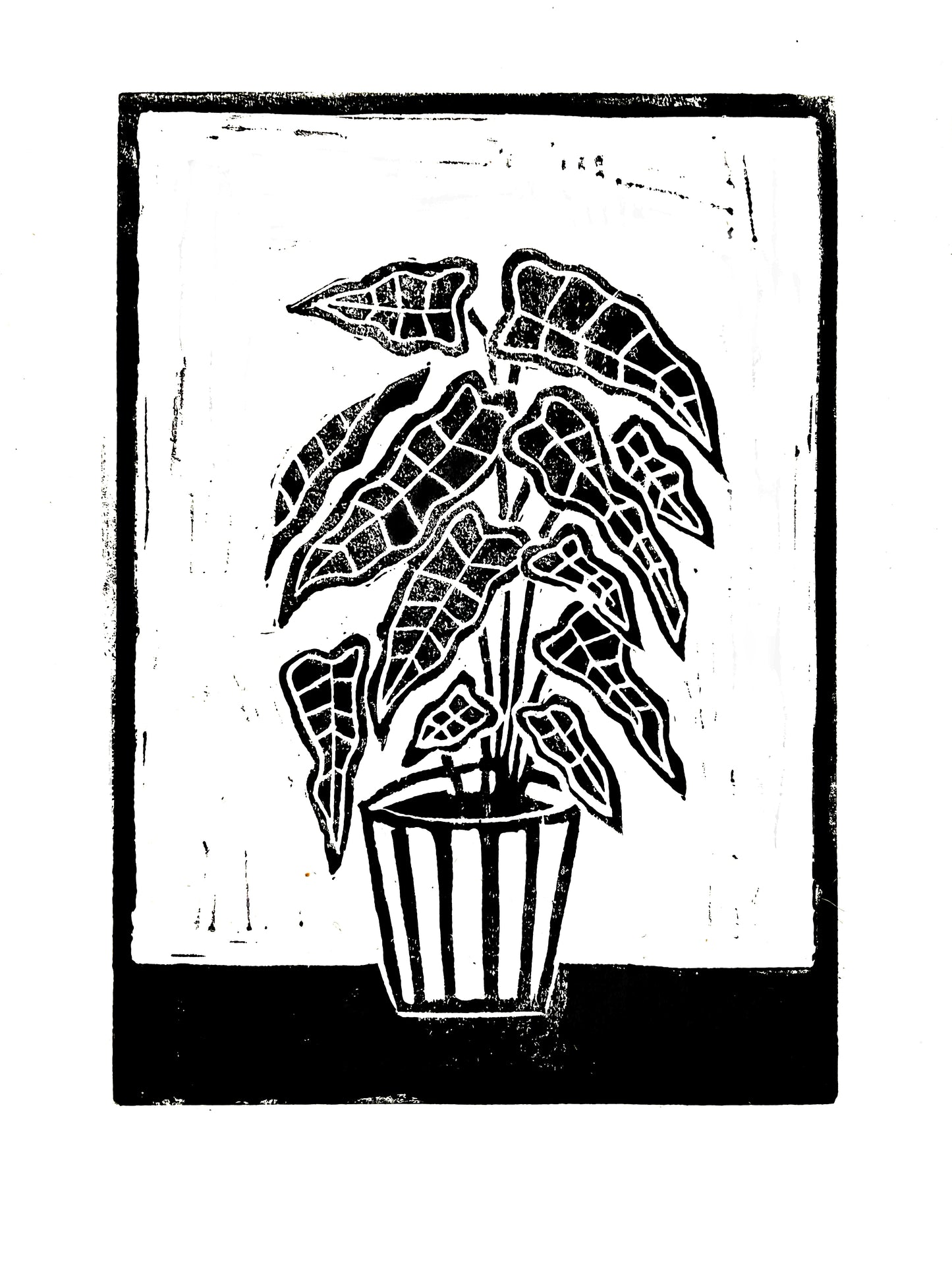 Original Lino Print - Alocasia