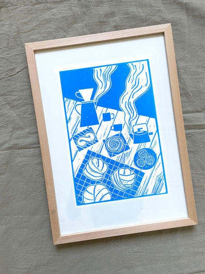 Original Lino Print - Swedish Fika