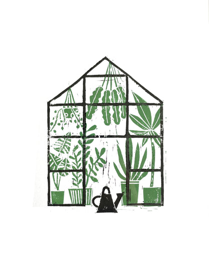 Original Lino Print - Green House