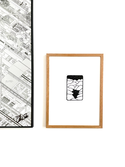 Original Lino Print - Somewhere in Between  - The lakes