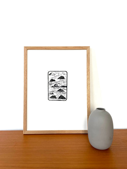 Original Lino Print - Somewhere in Between  - The Islands