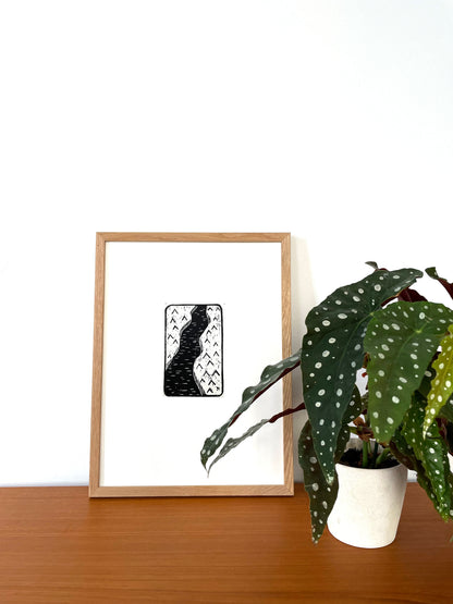 Original Lino Print - Somewhere in Between  - The River