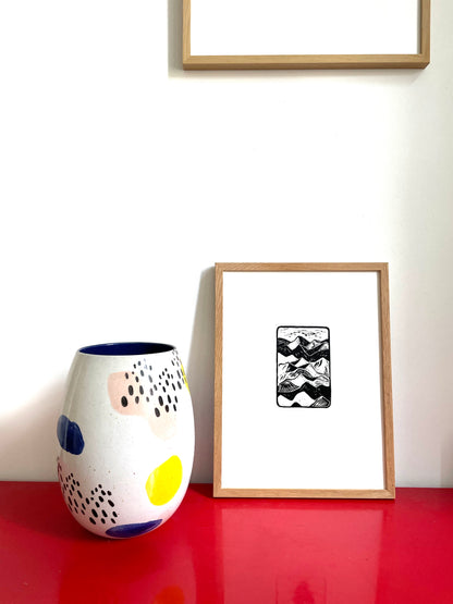 Original Lino Print - Somewhere in Between - The Mountains