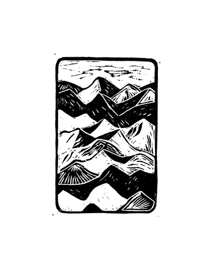 Original Lino Print - Somewhere in Between - The Mountains