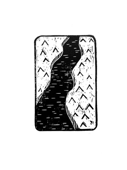 Original Lino Print - Somewhere in Between  - The River