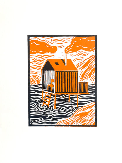 Original Lino Print - Summer House
