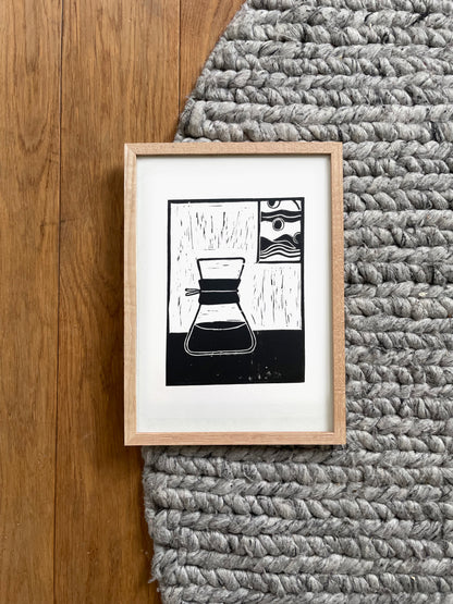 Original Lino Print -  Chemex Filter Coffee