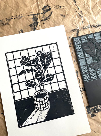 Original Lino Print - Fig Plant