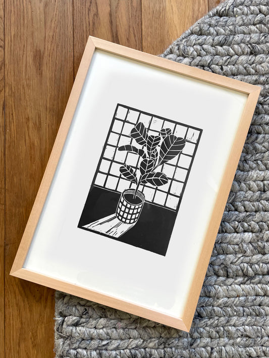 Original Lino Print - Fig Plant