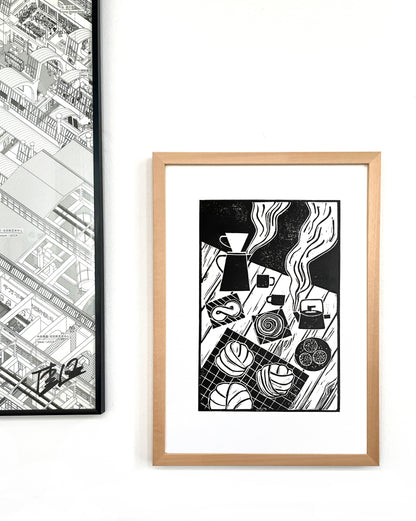 Original Lino Print - Swedish Fika