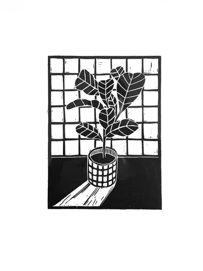 Original Lino Print - Fig Plant