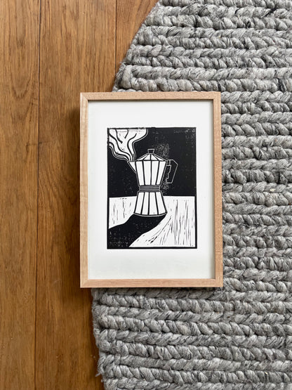 Original Lino Print -  Coffee Moka