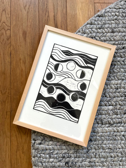 Original Lino Print -  Moon River
