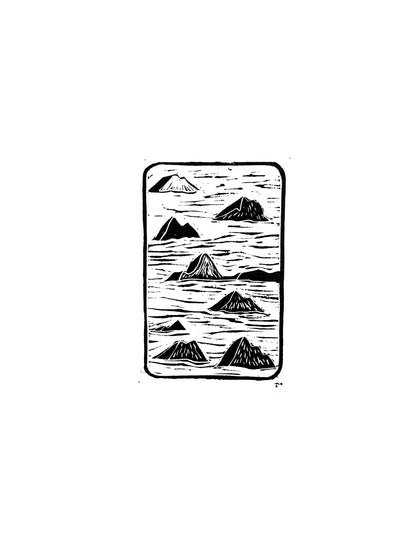 Original Lino Print - Somewhere in Between  - The Islands