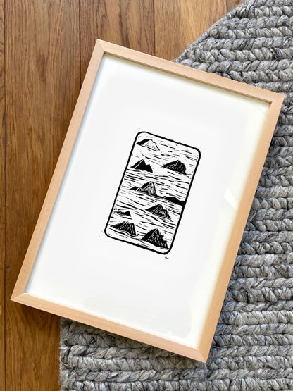 Original Lino Print - Somewhere in Between  - The Islands