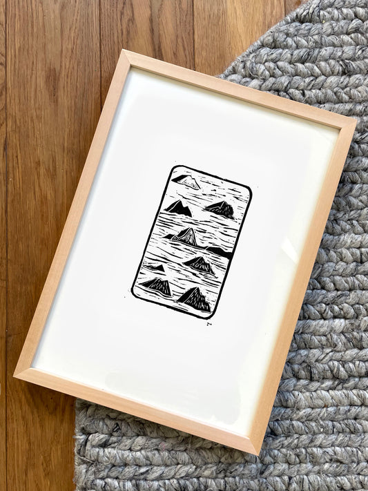 Original Lino Print - Somewhere in Between  - The Islands